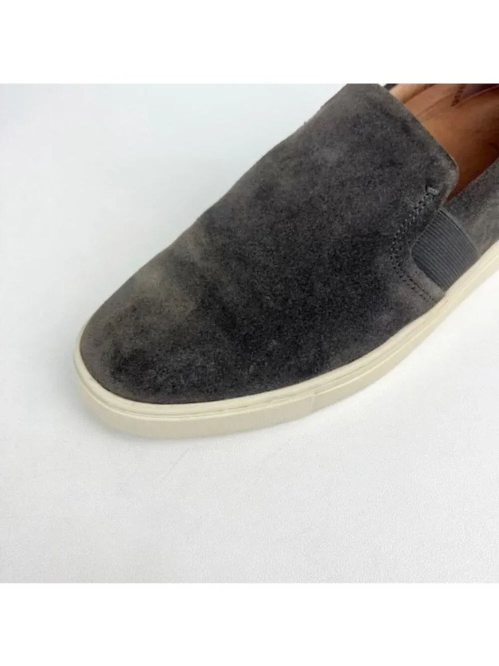 Frye Ivy Grigio Gray Suede Slip On Sneaker 8.5